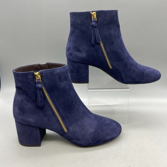 Cole Haan Saylor Grand Bootie II Women’s 6.5 M Blue Suede Ankle Boots Zipper NEW - Picture 2 of 13